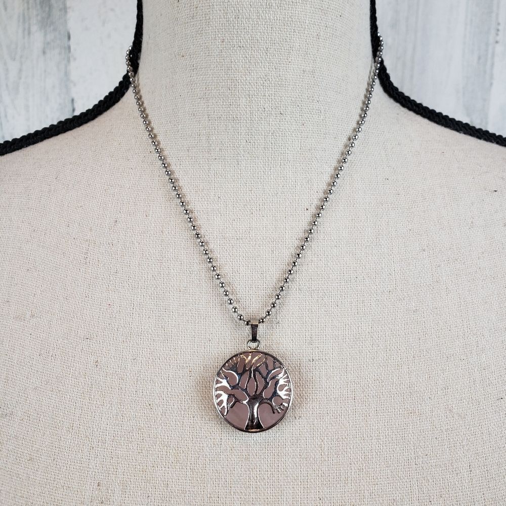 Tree of Life Necklace Pink And Silver
